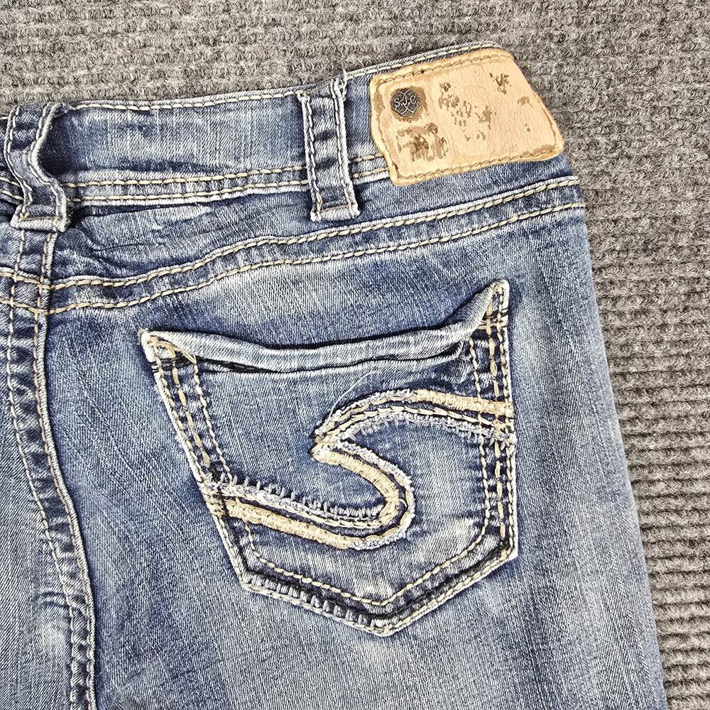 Silver Jeans Suki Mid Baby Boot Jeans Womens 31x33 Blue Stretch Western Y2K - Picture 6 of 9